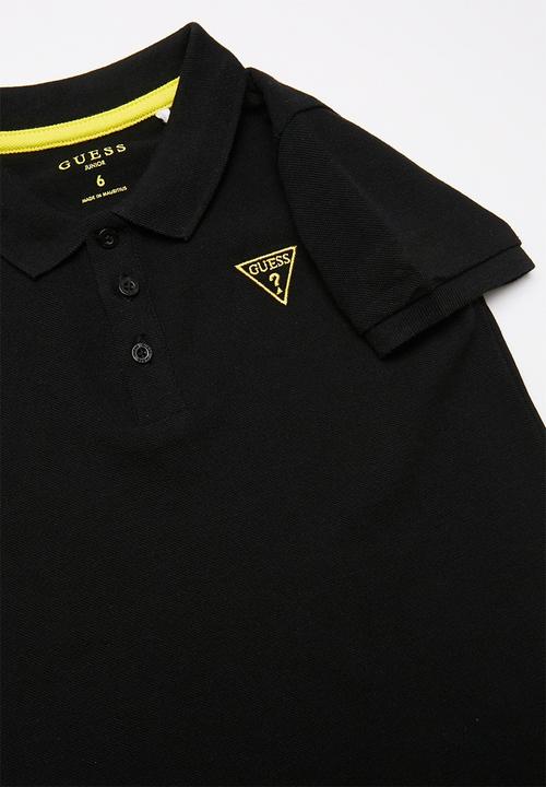 GUESS - Teens short sleeve guess core embroidery golfer - black