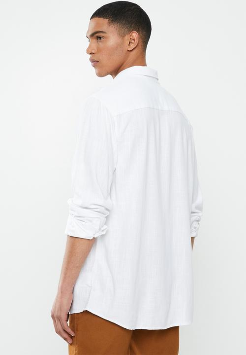 Brave Soul - Dumfries linen blend shirt - white