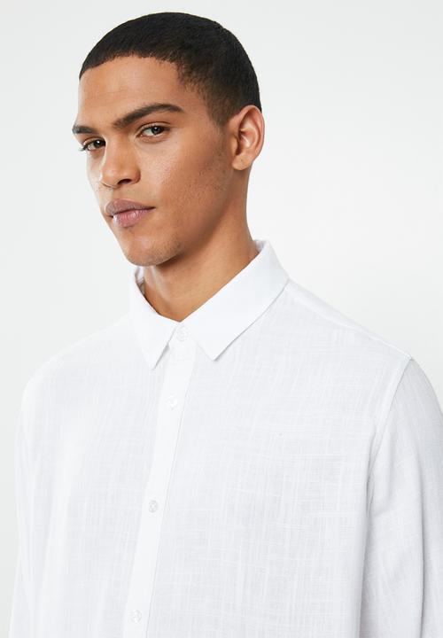 Brave Soul - Dumfries linen blend shirt - white