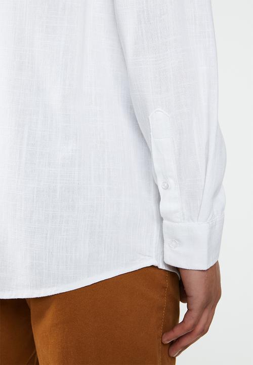 Brave Soul - Dumfries linen blend shirt - white
