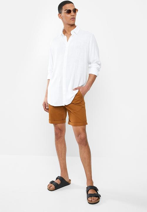 Brave Soul - Dumfries linen blend shirt - white