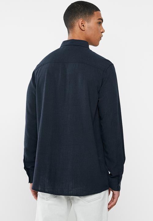 Brave Soul - Dumfries linen blend shirt - navy