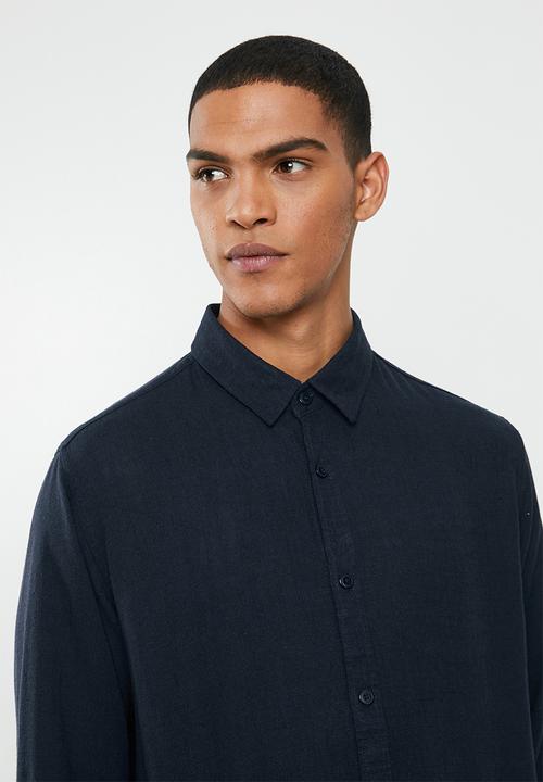 Brave Soul - Dumfries linen blend shirt - navy