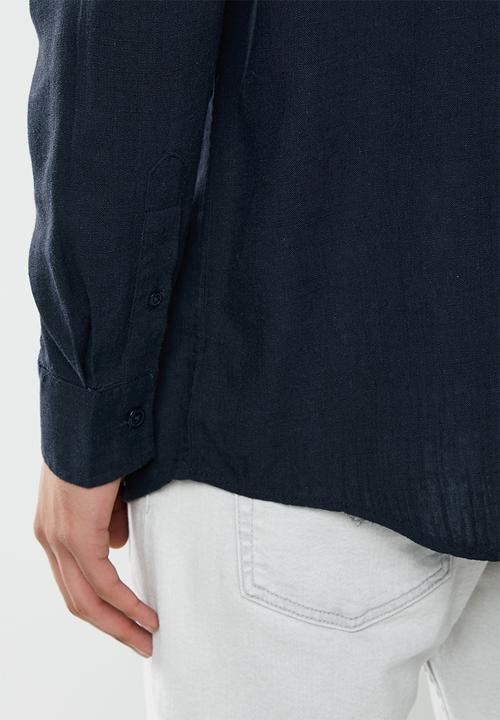 Brave Soul - Dumfries linen blend shirt - navy