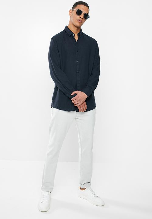 Brave Soul - Dumfries linen blend shirt - navy