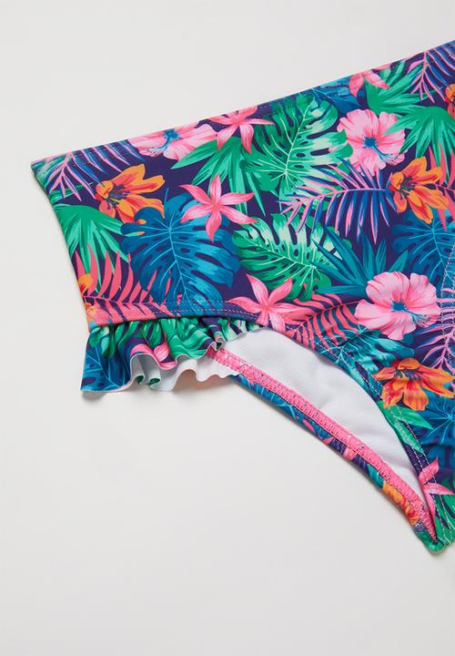 Pop Candy - Tropical two piece frill swimsuit - multi