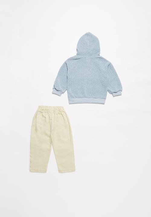 Pop Candy - Boys hoodie & pants set - blue & cream