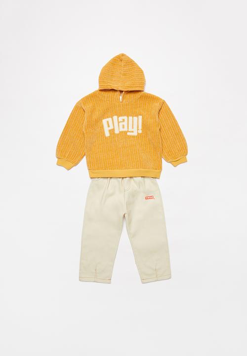 Pop Candy - Boys hoodie & pants set - yellow & cream