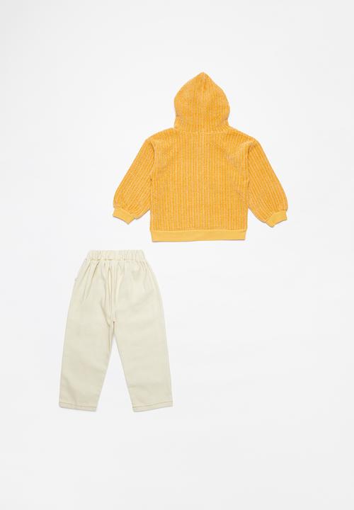 Pop Candy - Boys hoodie & pants set - yellow & cream
