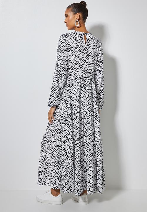 Superbalist - Tiered midi dress - white & black 