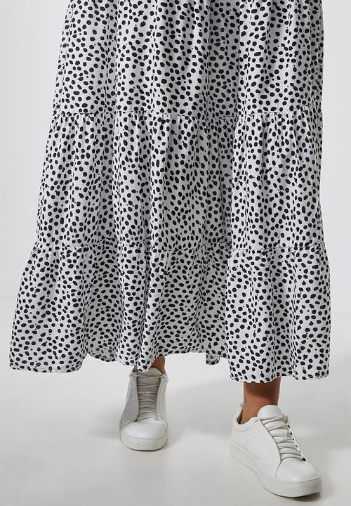 Superbalist - Tiered midi dress - white & black 