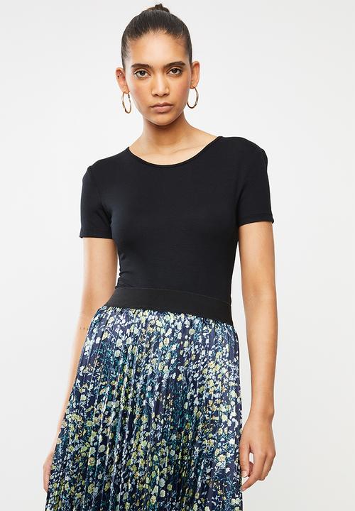 Blake - Tie back short sleeve bodysuit - black
