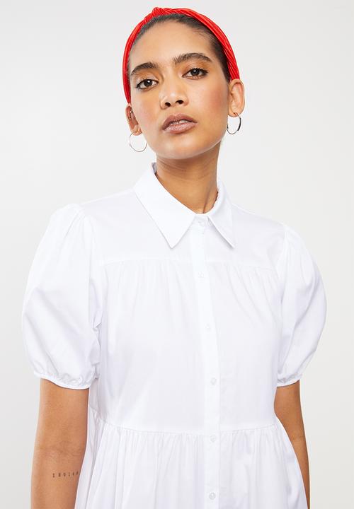 Blake - Button down mini dress - white