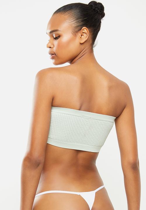 Cotton On - Seamfree rib bandeau - green tint texture