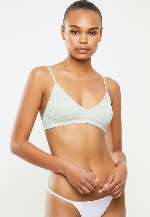 Cotton On - Seamfree triangle bralette - green tint texture