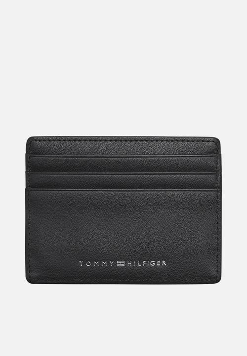 Tommy Hilfiger - Stitched leather credit card holder - black