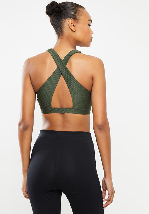 Cotton On - Workout cut out crop 2 pack - khaki texture & white texture