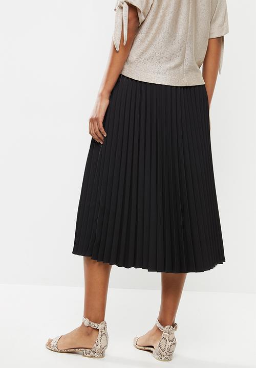 edit - Pleated midi skirt - black