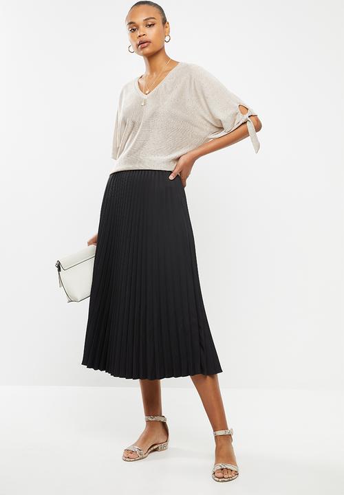 edit - Pleated midi skirt - black