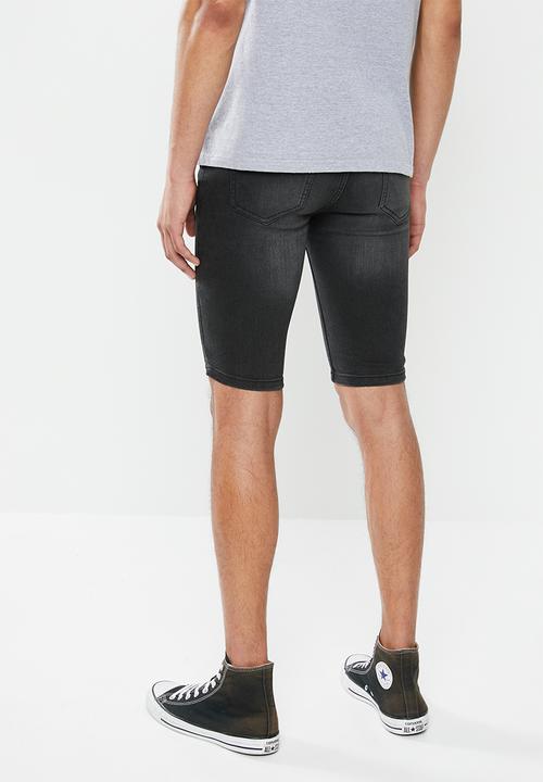 Factorie - Super skinny denim short - washed black