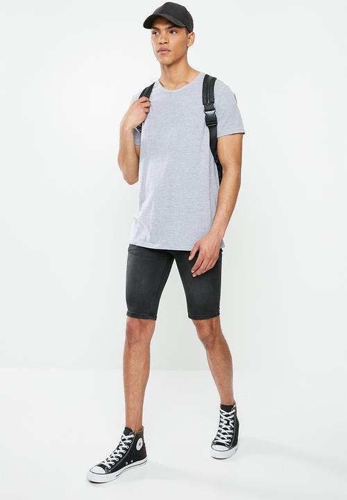Factorie - Super skinny denim short - washed black