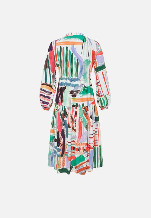 Glamorous - Petite paint strokes midi with high neck - multi