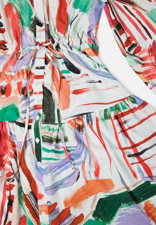 Glamorous - Petite paint strokes midi with high neck - multi