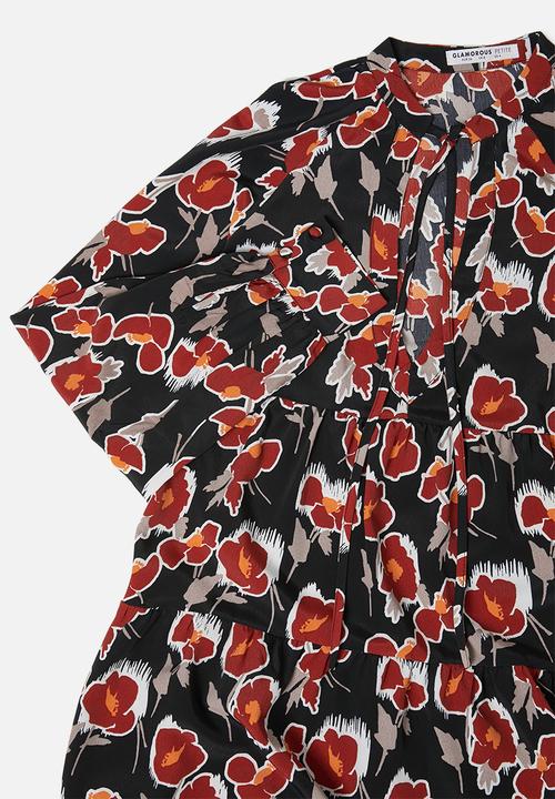 Glamorous - Petite floral tunic - black & rust