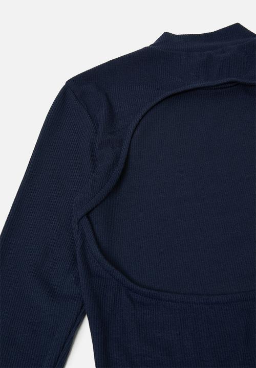 Glamorous - Petite bodycon turtle neck midi with slit - navy