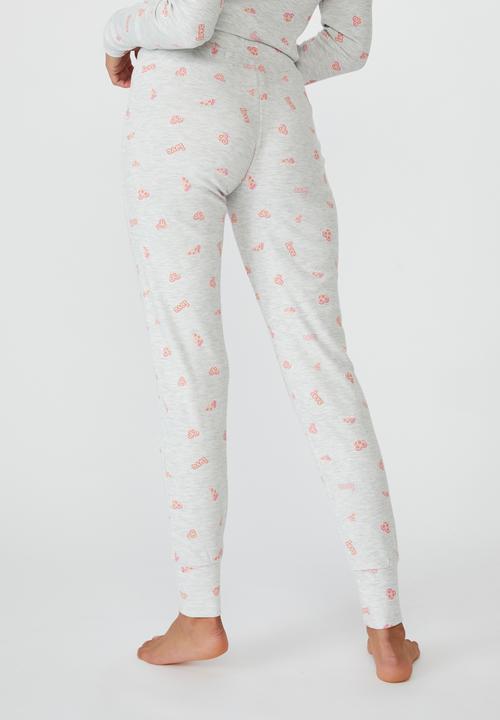Cotton On - Waffle long john  -pizza love & grey marle