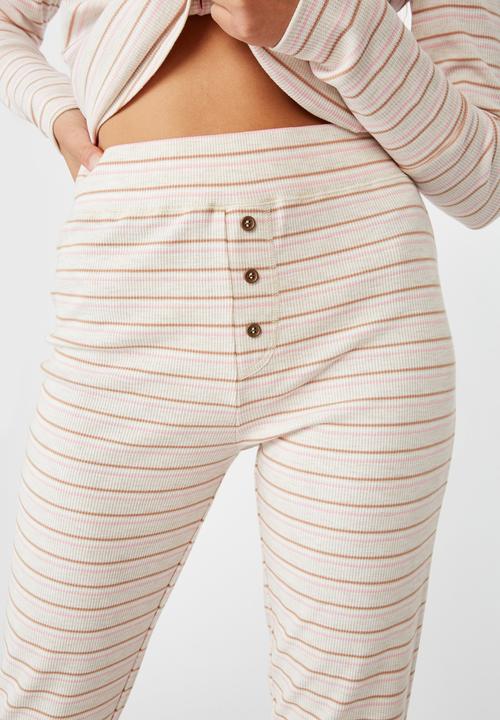 Cotton On - Waffle long john - pink pop retro stripe