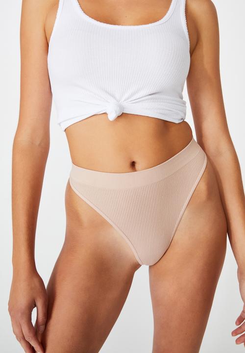 Cotton On - Seamfree high cut g-string brief - beige 