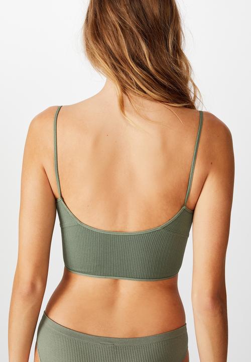 Cotton On - Seamfree rib ballet bralette - khaki