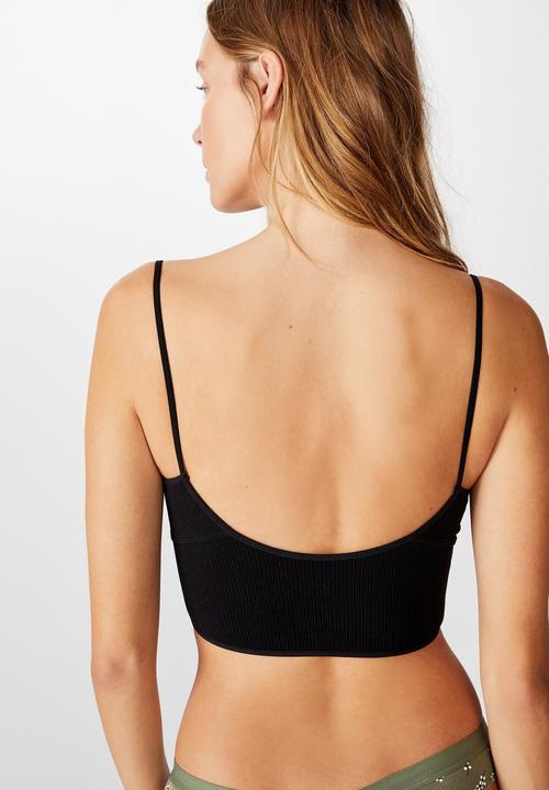 Cotton On - Seamfree rib ballet bralette - black