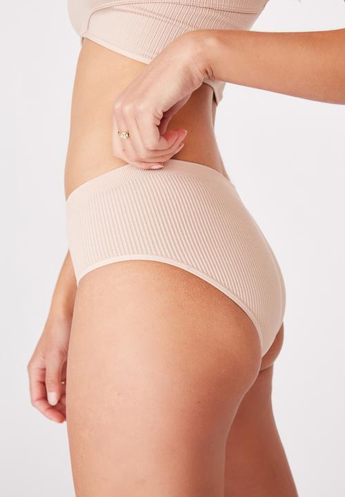 Cotton On - Seamfree rib boyleg brief - new latte