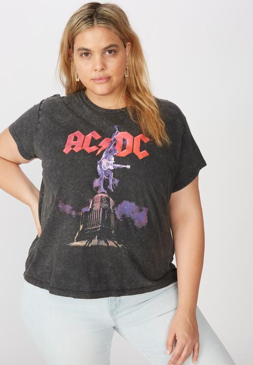 Cotton On - Curve graphic license tee - ACDC lightning/black