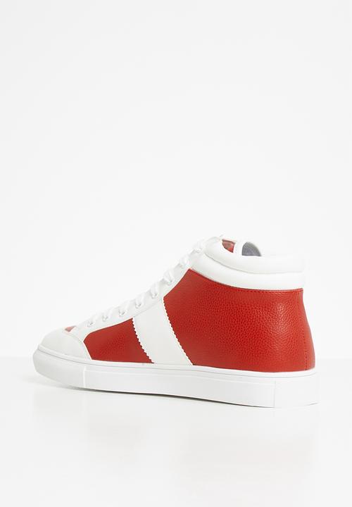 Jonathan D - J35 high top sneaker - red & white