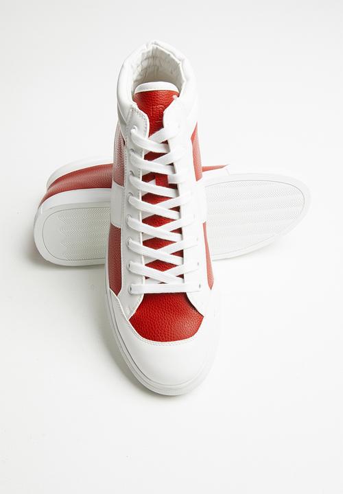 Jonathan D - J35 high top sneaker - red & white