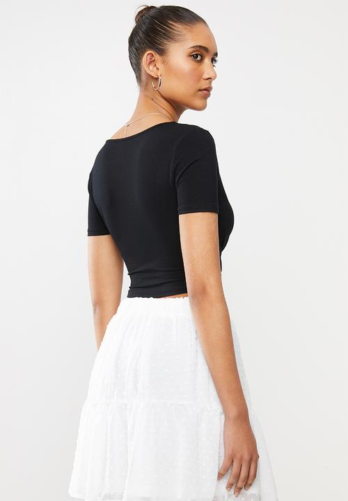 Blake - Short sleeve crop top - black