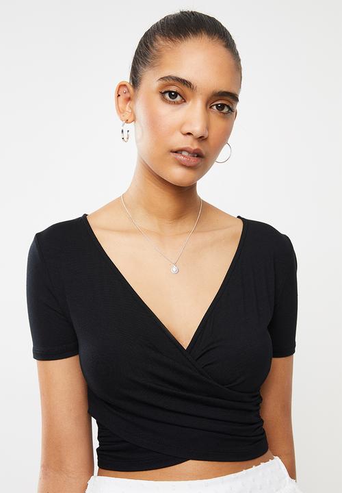 Blake - Short sleeve crop top - black