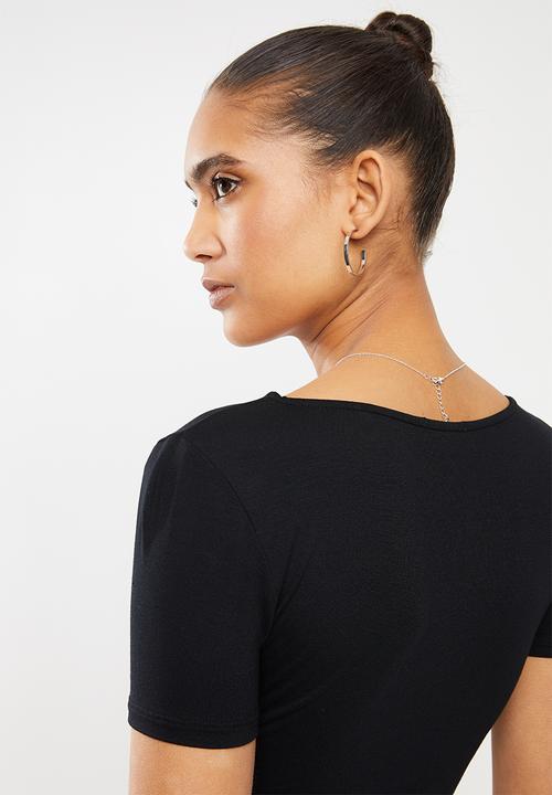 Blake - Short sleeve crop top - black