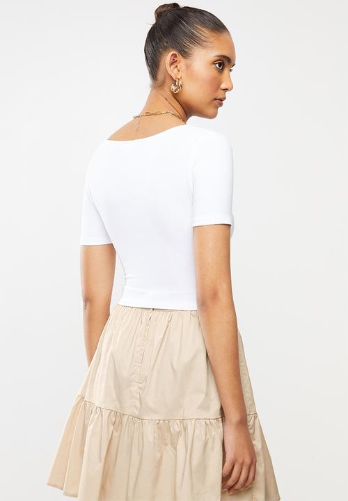 Blake - Short sleeve crop top - white