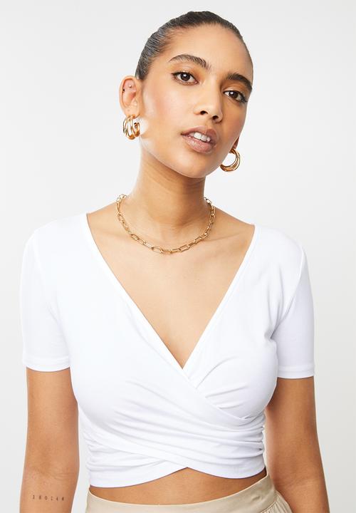 Blake - Short sleeve crop top - white
