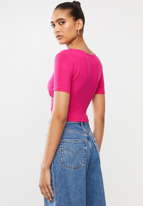 Blake - Short sleeve crop top - pink