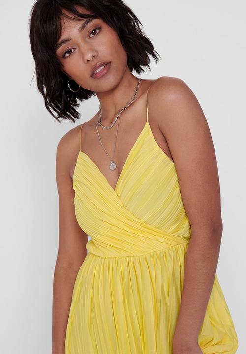 ONLY - Elema short sleeve maxi wrap dress - yellow 