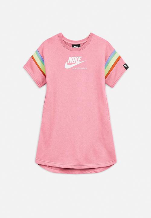 pink and white nike dress