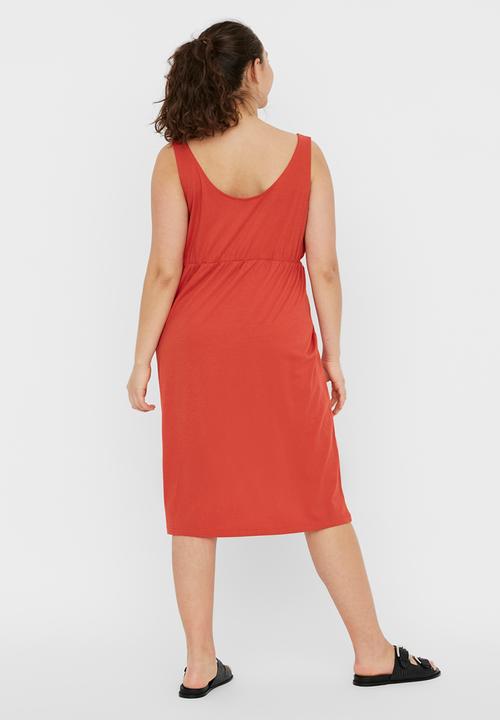 Vero Moda - Boll plus below knee dress - red