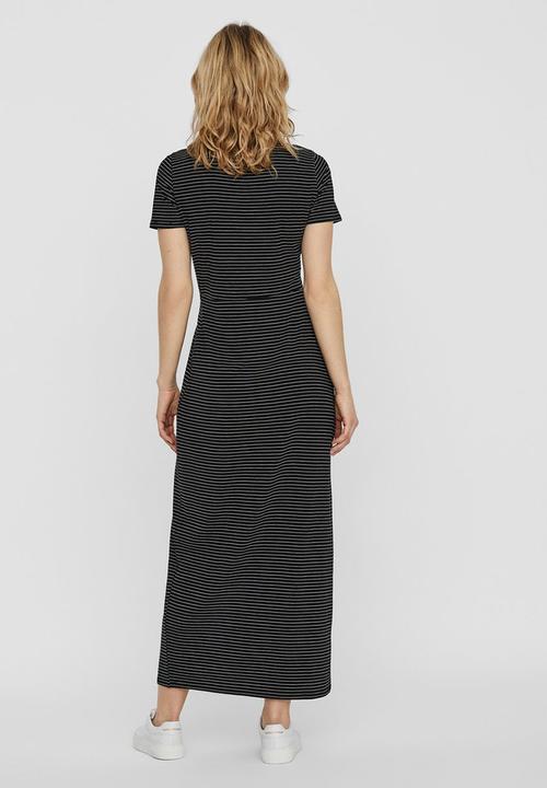 Vero Moda - Ava lulu short sleeve ankle dress - black & white