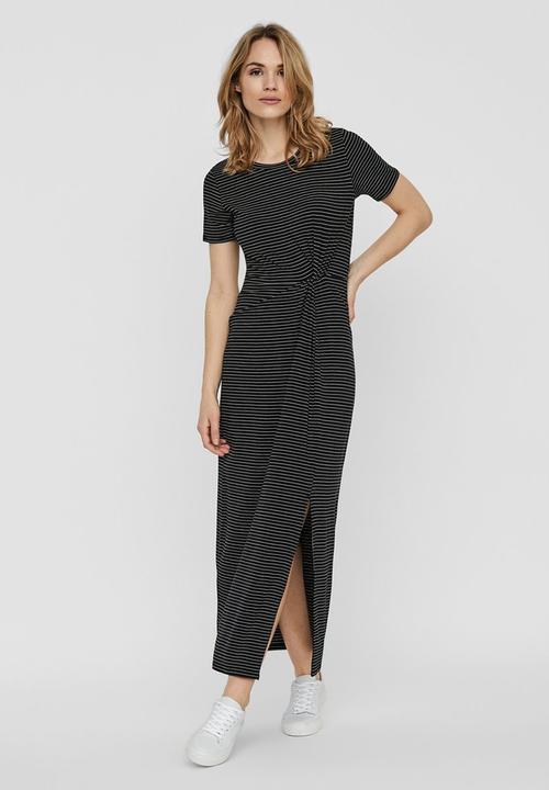Vero Moda - Ava lulu short sleeve ankle dress - black & white