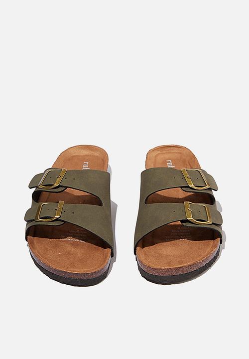 Cotton On - Rex double buckle slide - khaki 